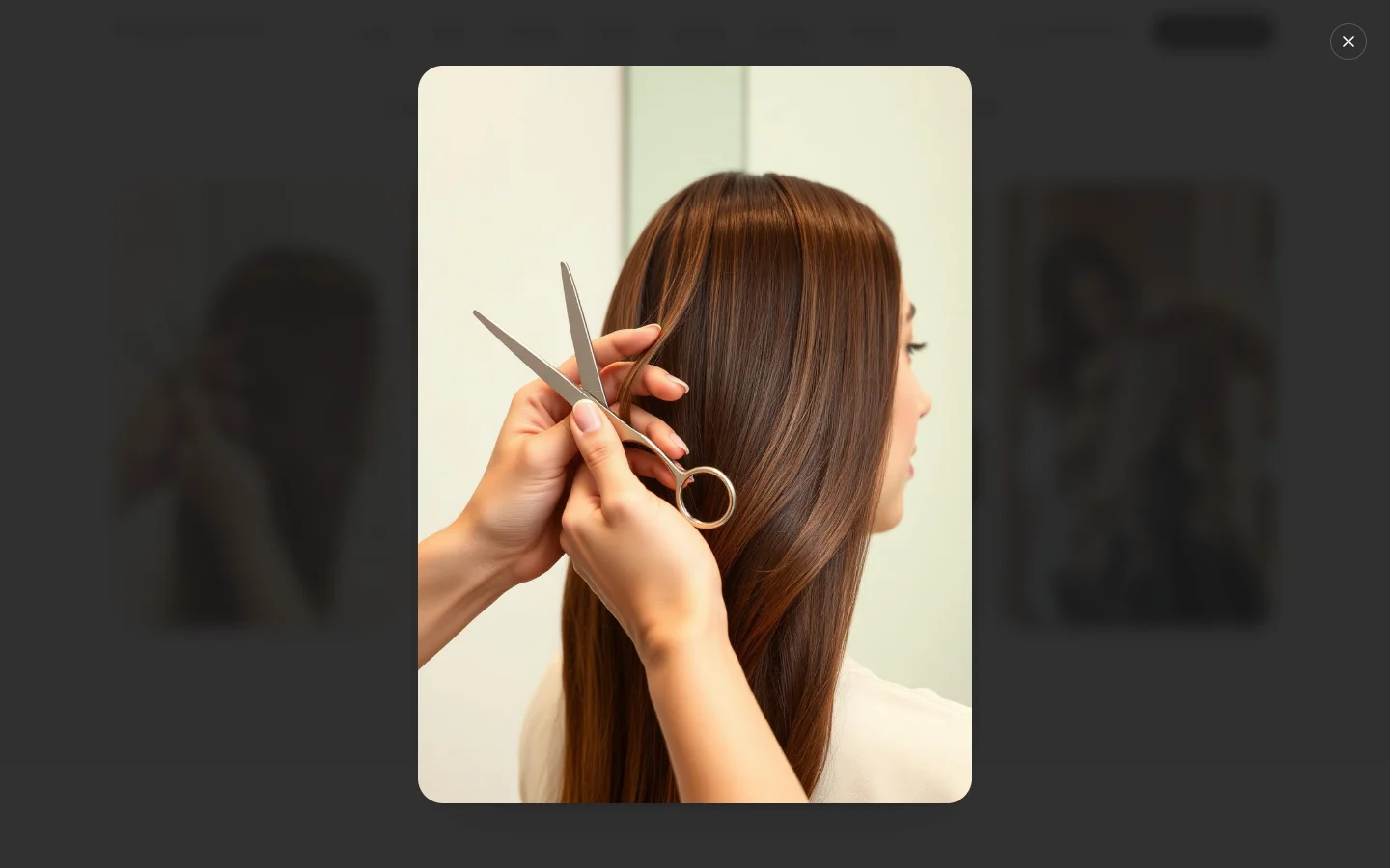 Actual Infinity Salon gallery image opened after selecting Precision Hair Cutting.